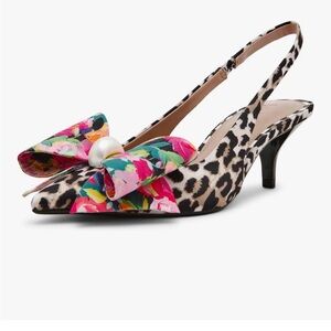 Betsey Johnson Floral and Leopard Slingback Heels